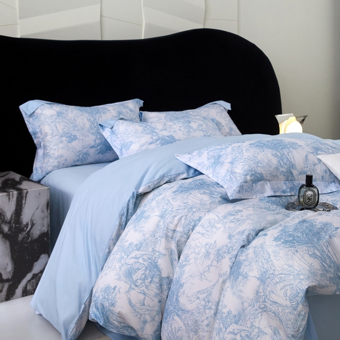 91家纺网 家纺一手货源 找家纺 2025春夏新款【奥斯汀】红金裸盖™棉全棉纯棉红金裸盖棉四件套 （标准号全网控价（折后券后）不低于199元） 奥斯汀-蓝