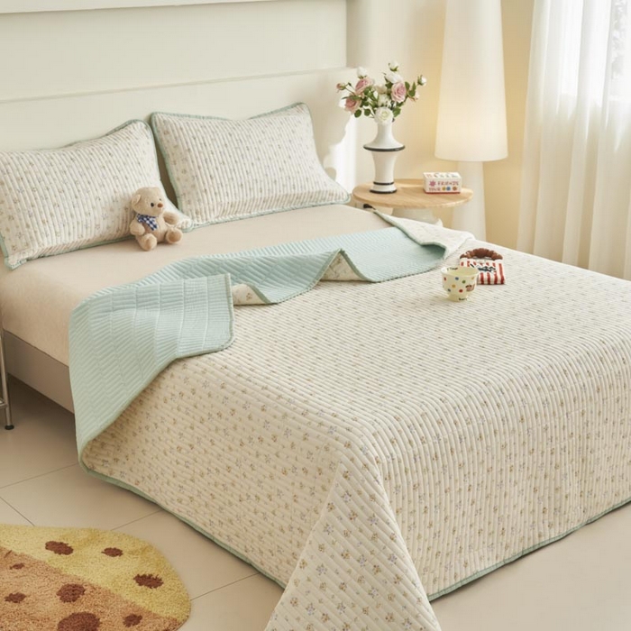 91家纺网 家纺一手货源 找家纺 子由家居 2025新款纯棉印花夹棉床盖 棉花被-花艺