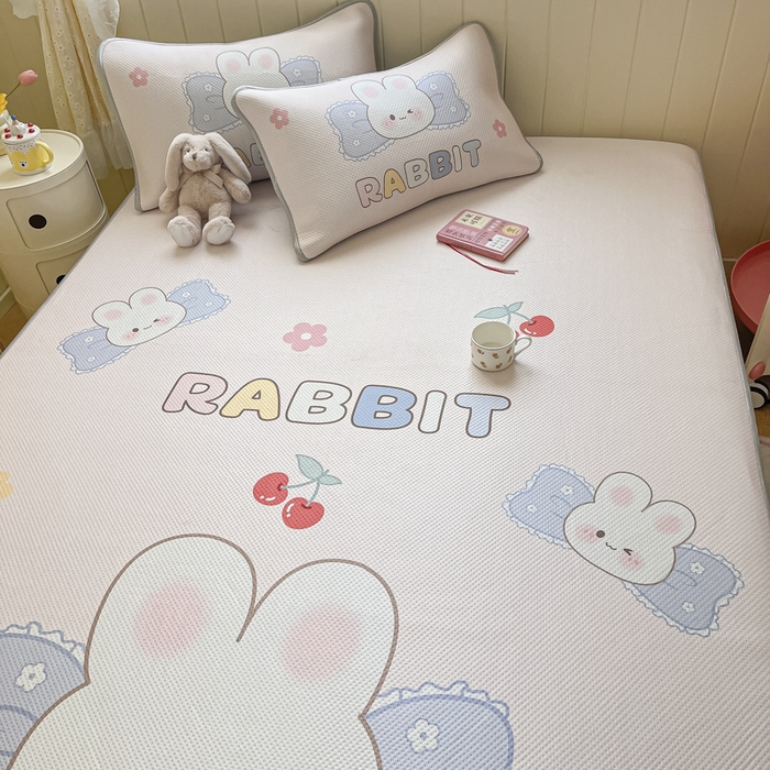 91家纺网 家纺一手货源 找家纺 慕尚家纺 2025新款凉感卡通工艺席 布丁兔