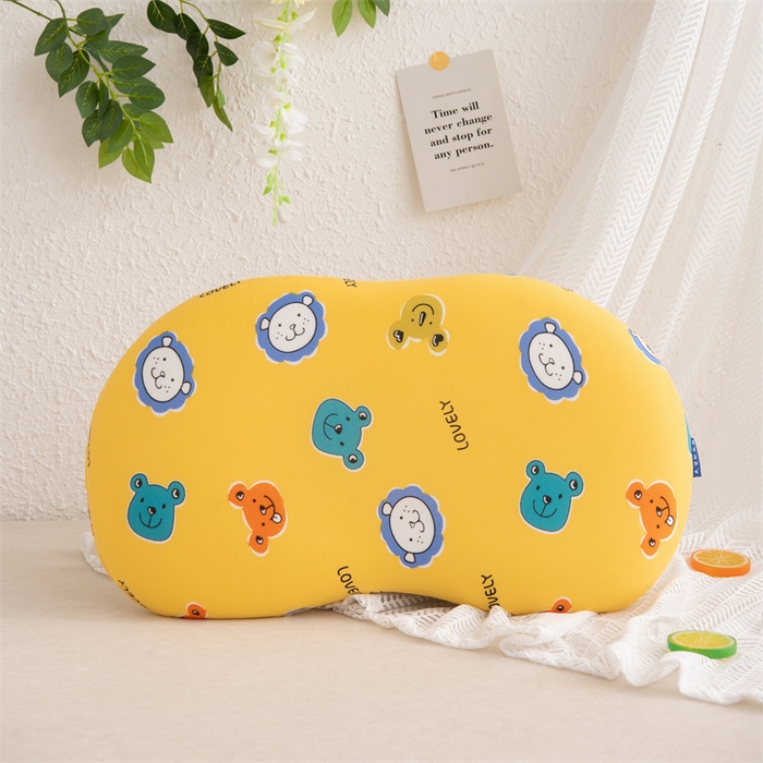 91家纺网 家纺一手货源 找家纺 芯洲 2025年新款猫肚皮枕芯慢回弹牛奶丝卡通记忆枕头 蓝 绿 黄 粉 咖 随机花型颜色可选  30*50cm