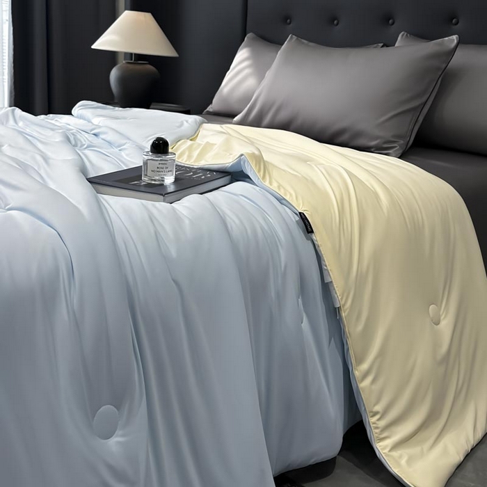 91家纺网 家纺一手货源 找家纺 子由家居 2025新款锦纶凉感大豆纤维夏被被子被芯 即刻凉感-天蓝