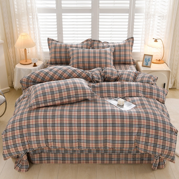 91家纺网 家纺一手货源 找家纺 润淳家居 2025新款A类全棉水洗棉四件套三件套 巴宝莉 迷你格