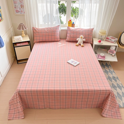 91家纺网 家纺一手货源 找家纺 （总）莱通2025新款原棉老粗布床单凉席床单枕套三件套【商家提供买家秀 】