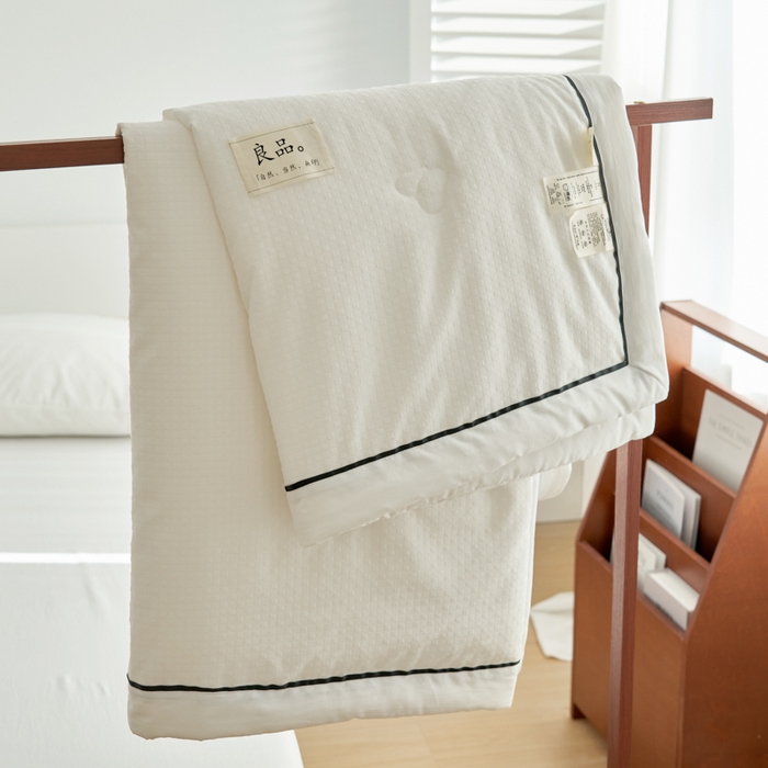 91家纺网 家纺一手货源 找家纺 子由家居 2025新款雪花棉提花大豆被被子被芯 雪花棉-本白