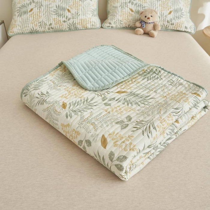 91家纺网 家纺一手货源 找家纺 子由家居 2025新款纯棉印花夹棉床盖 纯棉床盖-佰草集