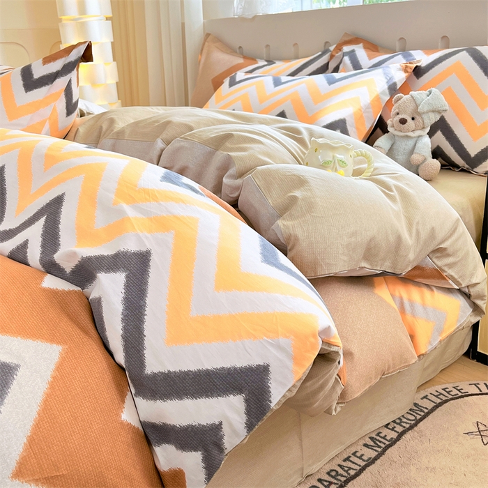 91家纺网 家纺一手货源 找家纺 大吉 2025新款100全棉纯棉喷气小清新被套四件套纯棉三件套床笠四件套单被套单枕套 巴洛克