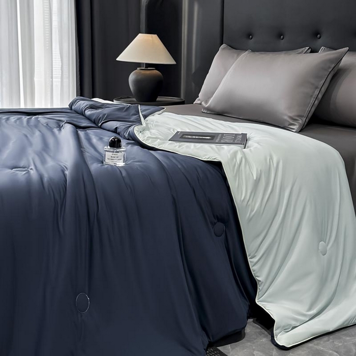 91家纺网 家纺一手货源 找家纺 子由家居 2025新款锦纶凉感大豆纤维夏被被子被芯 即刻凉感-蓝色