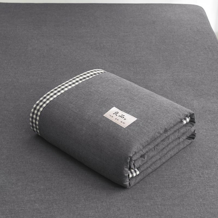 91家纺网 家纺一手货源 找家纺 子由家居 2025新款水洗棉棋盘格织标大豆纤维夏被被子被芯 棋盘格边夏被-暗灰