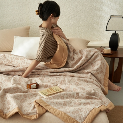 恒爱家纺 2025新款A类全棉双层纱提花夏被子被芯 连理枝