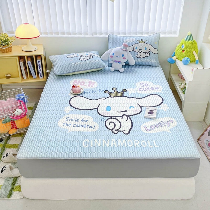 91家纺网 家纺一手货源 找家纺 米帛家纺2025新款大版三丽鸥乳胶凉席-绑带款 皇冠玉桂狗