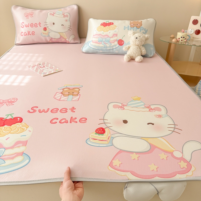 91家纺网 家纺一手货源 找家纺 慕尚家纺 2025新款凉感卡通工艺席 Kitty 猫