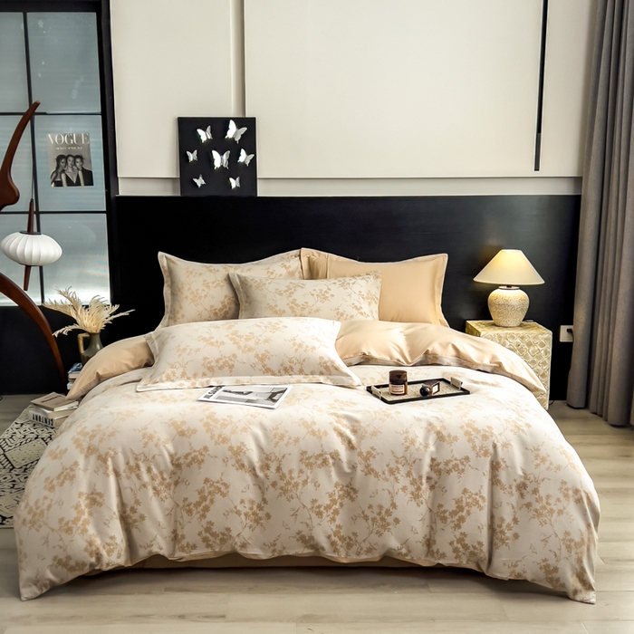 91家纺网 家纺一手货源 找家纺 倾慕家纺 2025新款60S提花全棉单品被套 爱玲说卡其