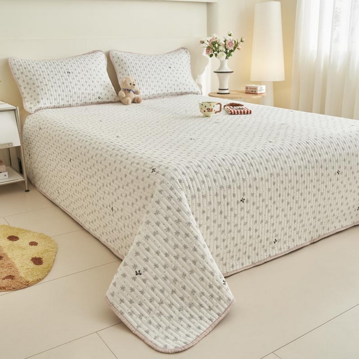 91家纺网 家纺一手货源 找家纺 子由家居 2025新款纯棉印花夹棉床盖 棉花被-诗情画意