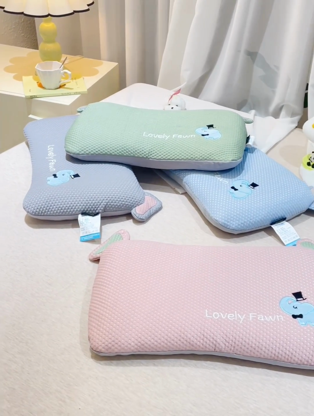 91家纺网 家纺一手货源 找家纺 芯洲 2025新款凉豆豆儿童学生枕卡通小象枕芯荞麦枕 魔术小象-粉  28*48cm