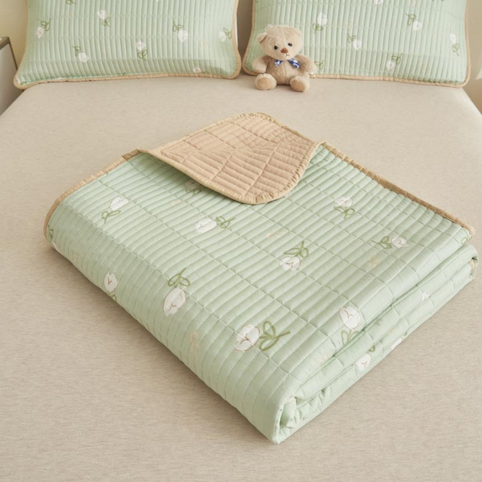 91家纺网 家纺一手货源 找家纺 子由家居 2025新款纯棉印花夹棉床盖 棉花被-新疆棉