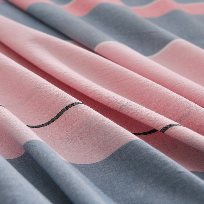 91家纺网 家纺一手货源 找家纺 润淳家居 2025新款A类全棉水洗棉四件套三件套 米菲 粉