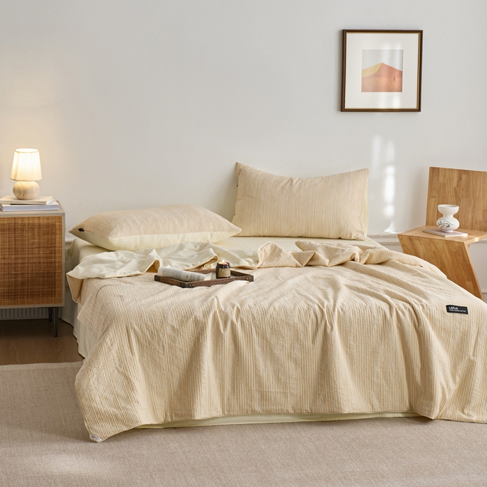 91家纺网 家纺一手货源 找家纺 2025新款原创侘寂系列全棉夏被-夏被四件套 茉系芒茶