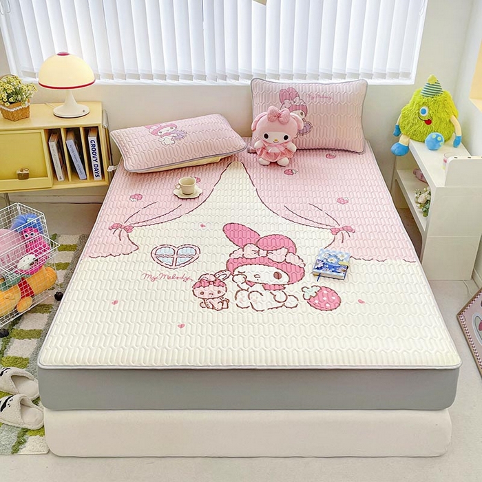 91家纺网 家纺一手货源 找家纺 米帛2025新款大版三丽鸥乳胶凉席-床笠款 窗帘美乐蒂