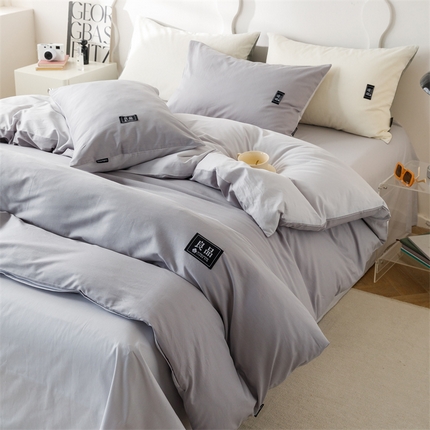 91家纺网 家纺一手货源 找家纺 （总）798家纺 2025新款全棉双拼纯色良品四件套