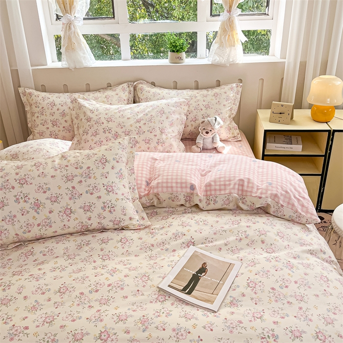 91家纺网 家纺一手货源 找家纺 大吉 2025新款100全棉纯棉喷气小清新被套四件套纯棉三件套床笠四件套单被套单枕套 梦幻花园