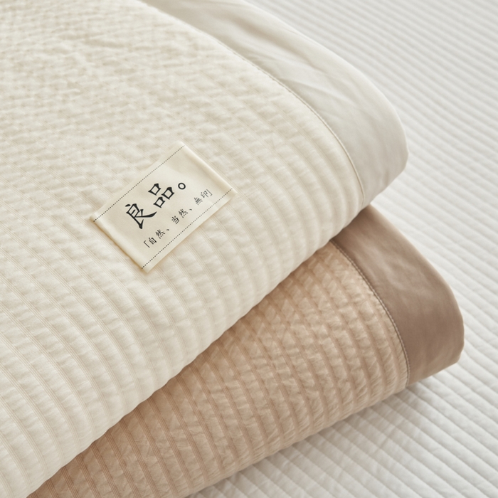 91家纺网 家纺一手货源 找家纺 子由家居 2025新款水洗棉泡泡格大豆纤维夏被被子被芯 泡泡格-奶白