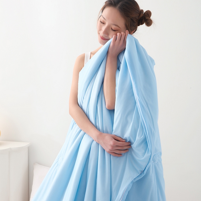 91家纺网 家纺一手货源 找家纺 优布加2025新款亲肤舒适凉感丝夏被夏凉被空调被 冰凉蓝色