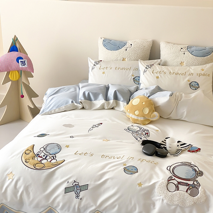 91家纺网 家纺一手货源 找家纺 （总）星野 2025新款双股澳棉精致刺绣四件套-星野追光