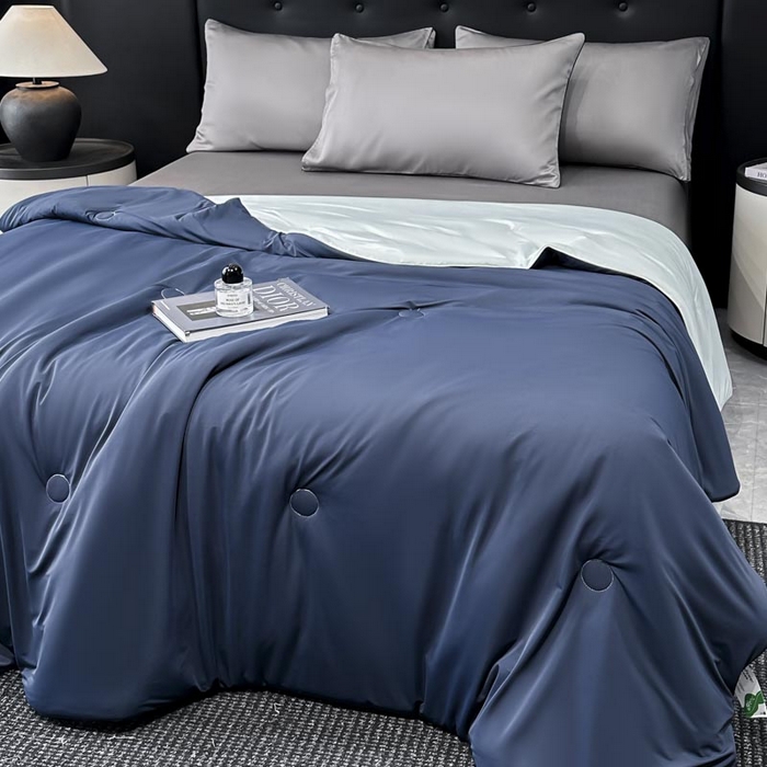 91家纺网 家纺一手货源 找家纺 子由家居 2025新款锦纶凉感大豆纤维夏被被子被芯 即刻凉感-蓝色