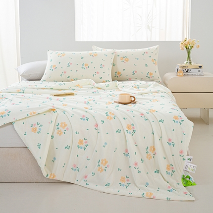 欧雅搁家纺 2025新款3D数码印花有氨冷感冰激淋凉感丝夏被空调被大豆纤维被子夏凉被 楚楚花颜