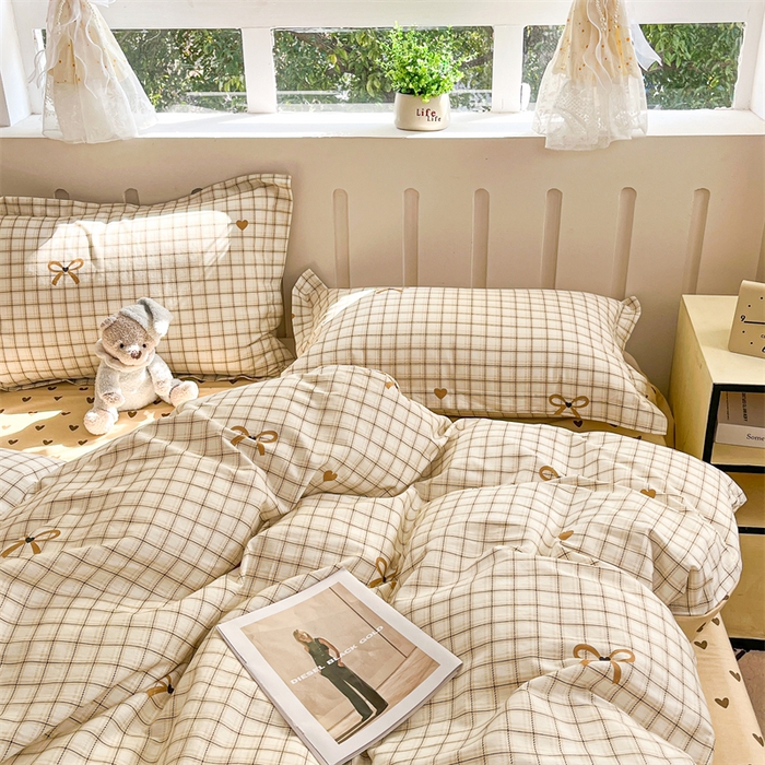 91家纺网 家纺一手货源 找家纺 大吉 2025新款100全棉纯棉喷气小清新被套四件套纯棉三件套床笠四件套单被套单枕套 小欢喜