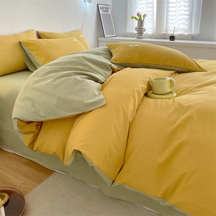 91家纺网 家纺一手货源 找家纺 （总）798家纺 2025新款全棉13070纯色双拼系列单被套场景二