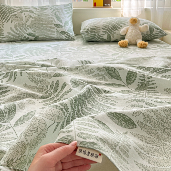 91家纺网 家纺一手货源 找家纺 莱通2025新款原棉老粗布床单 叶青春