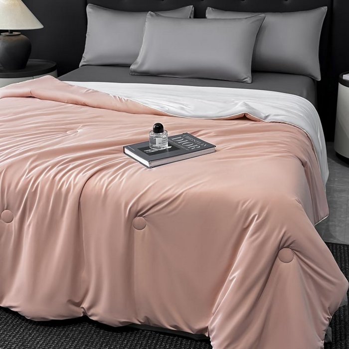 91家纺网 家纺一手货源 找家纺 子由家居 2025新款锦纶凉感大豆纤维夏被被子被芯 即刻凉感-浅豆沙