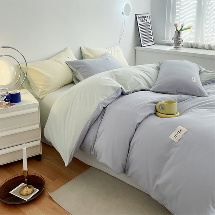 91家纺网 家纺一手货源 找家纺 （总）798家纺 2025新款全棉13070纯色双拼系列单被套场景二