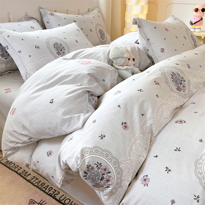 91家纺网 家纺一手货源 找家纺 大吉 2025新款100全棉纯棉喷气小清新被套四件套纯棉三件套床笠四件套单被套单枕套 法式庄园