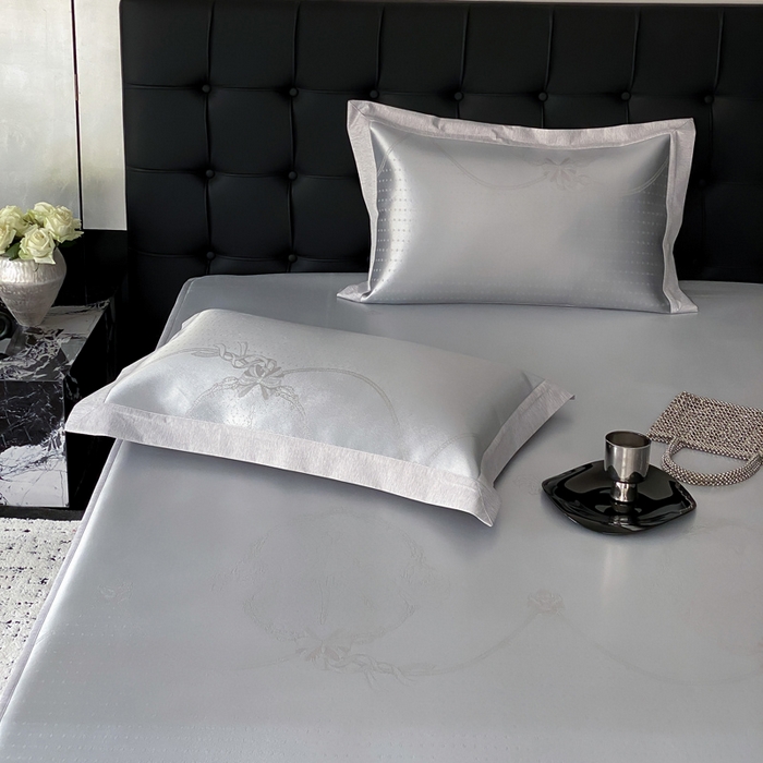 91家纺网 家纺一手货源 找家纺 由有家居 2025新款A类轻奢高精密7A抗菌色织可水洗冰丝床笠款凉席三件套 华尔兹