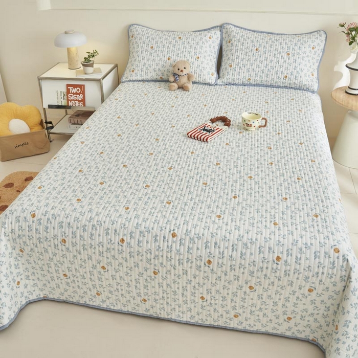 91家纺网 家纺一手货源 找家纺 子由家居 2025新款纯棉印花夹棉床盖 棉花被-花千朵