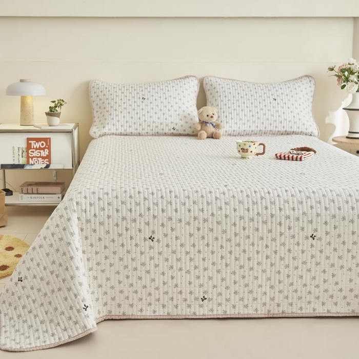 91家纺网 家纺一手货源 找家纺 子由家居 2025新款纯棉印花夹棉床盖 棉花被-诗情画意