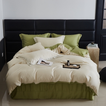 91家纺网 家纺一手货源 找家纺 （总）于果 2025新款简约双拼兰精天丝四件套