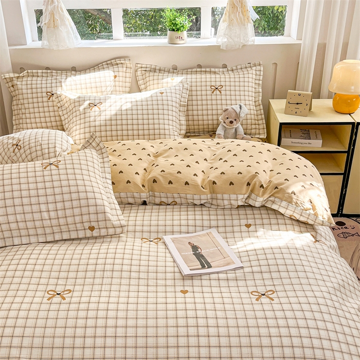 91家纺网 家纺一手货源 找家纺 大吉 2025新款100全棉纯棉喷气小清新被套四件套纯棉三件套床笠四件套单被套单枕套 小欢喜