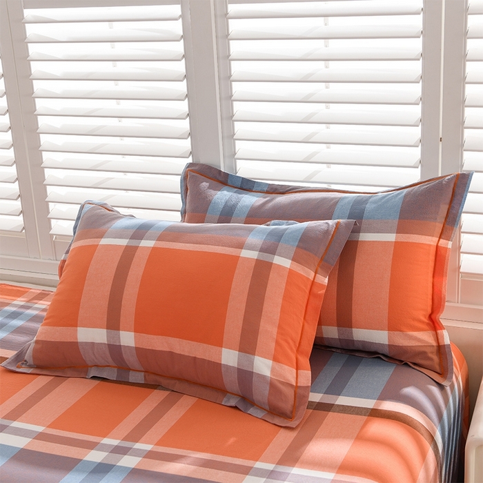 91家纺网 家纺一手货源 找家纺 润淳家居 2025新款A类全棉水洗棉四件套三件套 爱丁堡 桔