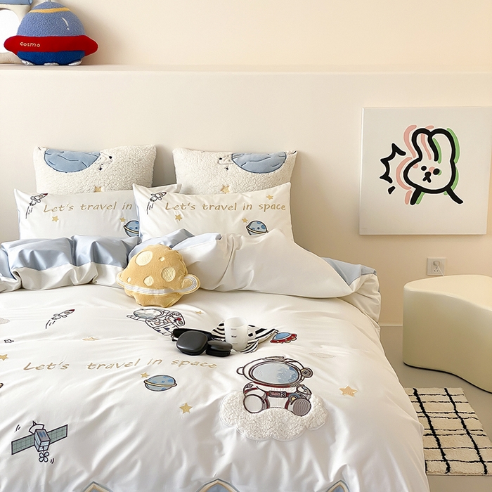 91家纺网 家纺一手货源 找家纺 （总）星野 2025新款双股澳棉精致刺绣四件套-星野追光