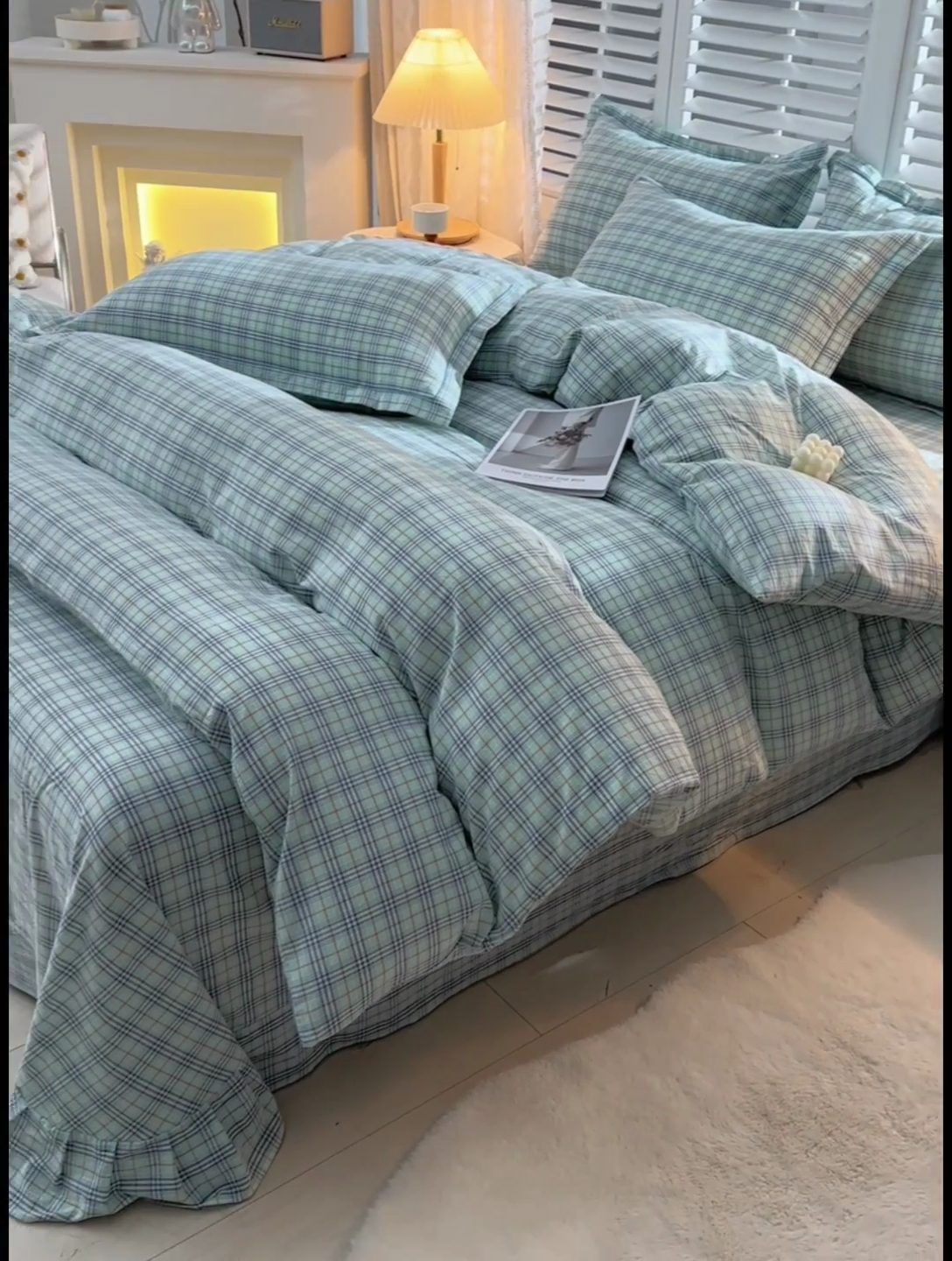 91家纺网 家纺一手货源 找家纺 润淳家居 2025新款A类全棉水洗棉四件套三件套 草原 绿