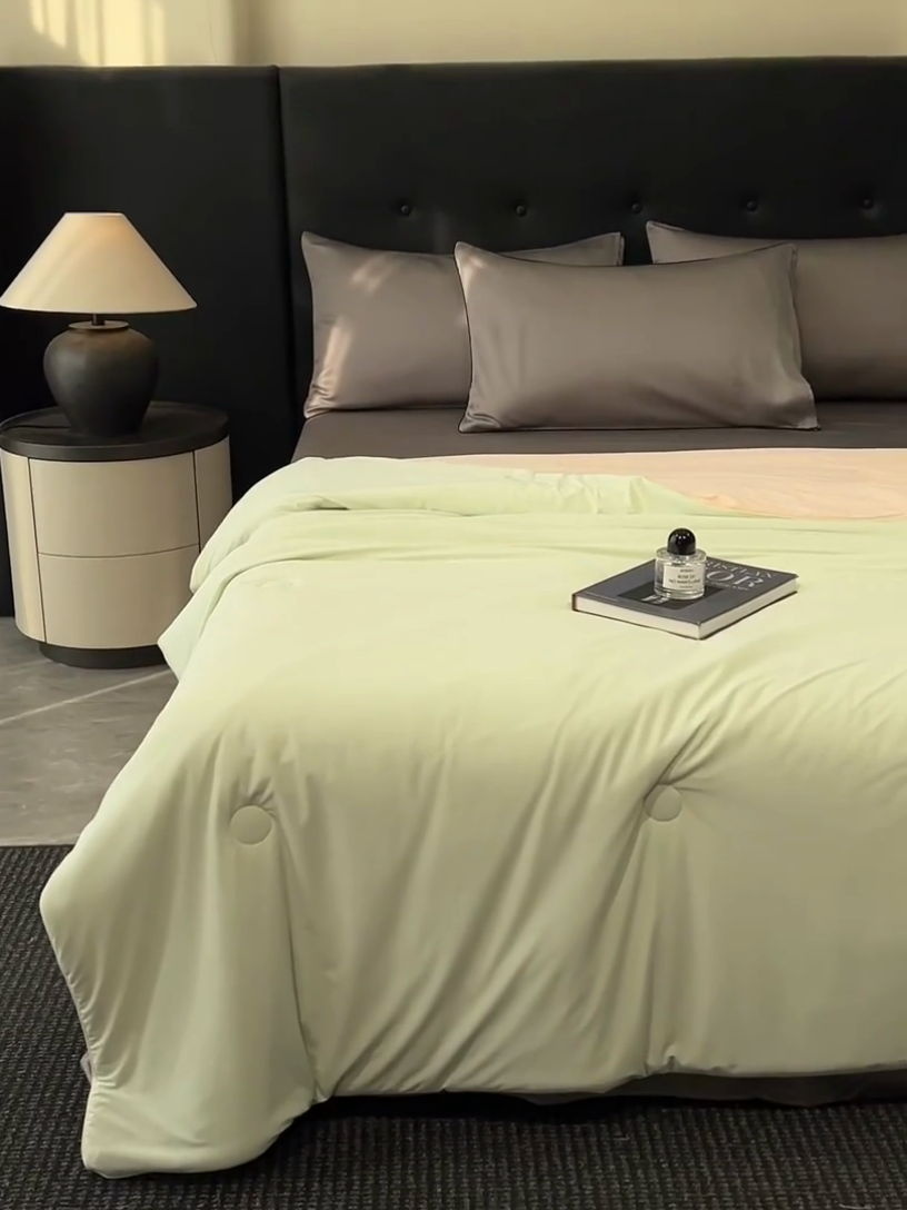 91家纺网 家纺一手货源 找家纺 子由家居 2025新款锦纶凉感大豆纤维夏被被子被芯 即刻凉感-水绿