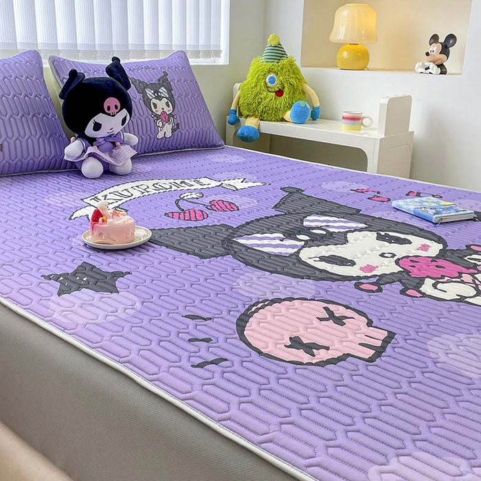 91家纺网 家纺一手货源 找家纺 米帛家纺2025新款大版三丽鸥乳胶凉席-绑带款 圆点库洛米