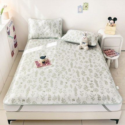 倾慕家纺 2025新款时尚风凉感冰丝席数码印花凉席系列 艾拉