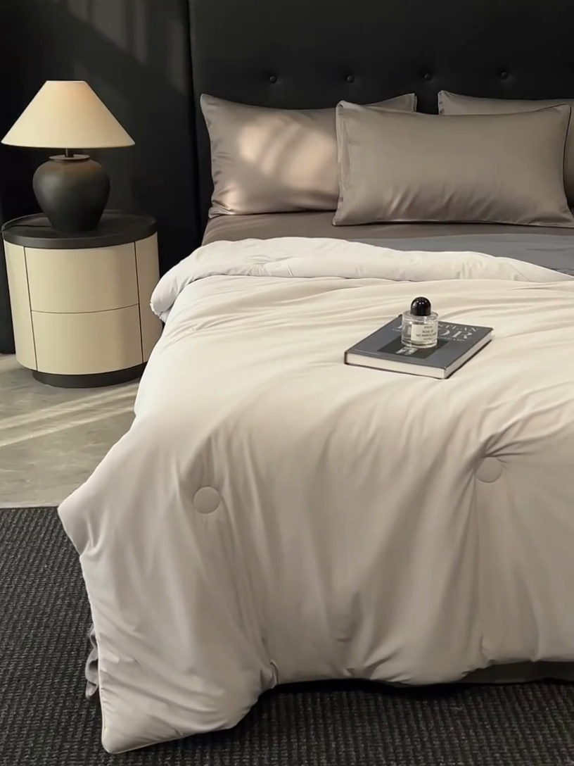 91家纺网 家纺一手货源 找家纺 子由家居 2025新款锦纶凉感大豆纤维夏被被子被芯 即刻凉感-浅灰