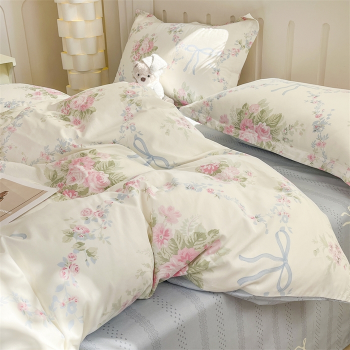 91家纺网 家纺一手货源 找家纺 大吉 2025新款100全棉纯棉喷气小清新被套四件套纯棉三件套床笠四件套单被套单枕套 童话