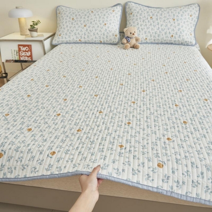 子由家居 2025新款纯棉印花夹棉床盖 棉花被-花千朵