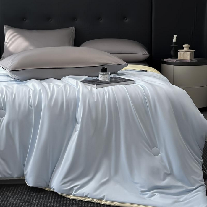 91家纺网 家纺一手货源 找家纺 子由家居 2025新款锦纶凉感大豆纤维夏被被子被芯 即刻凉感-天蓝